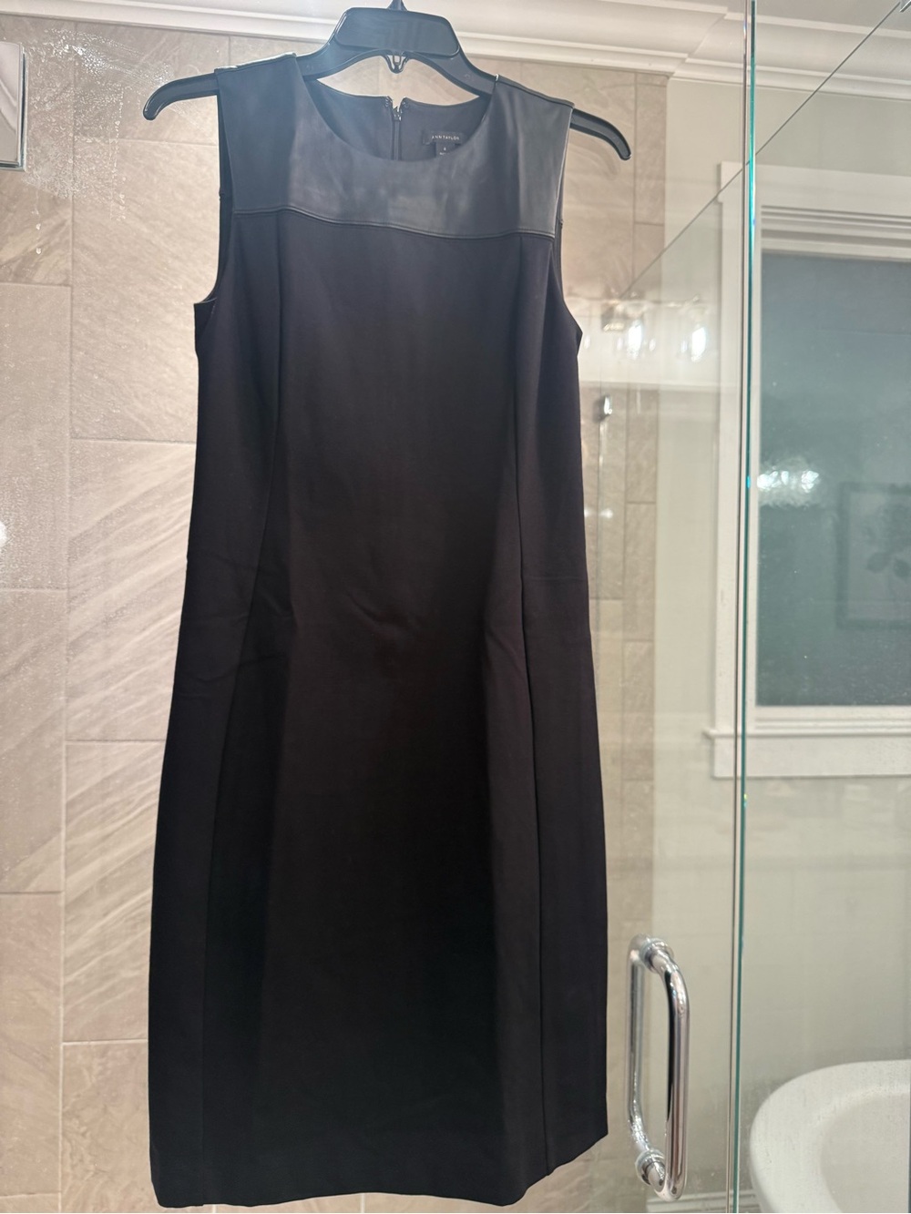 Ann Taylor Black Faux Leather Trim Sheath Dress | Size 0 | Worn Once